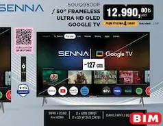 SENNA 50 İNÇ FRAMELESS ULTRA HD QLED GOOGLE TV AKILLI TELEVİZYON